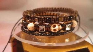 Авторские браслеты из натуральных камней. Сет браслетов. Череп