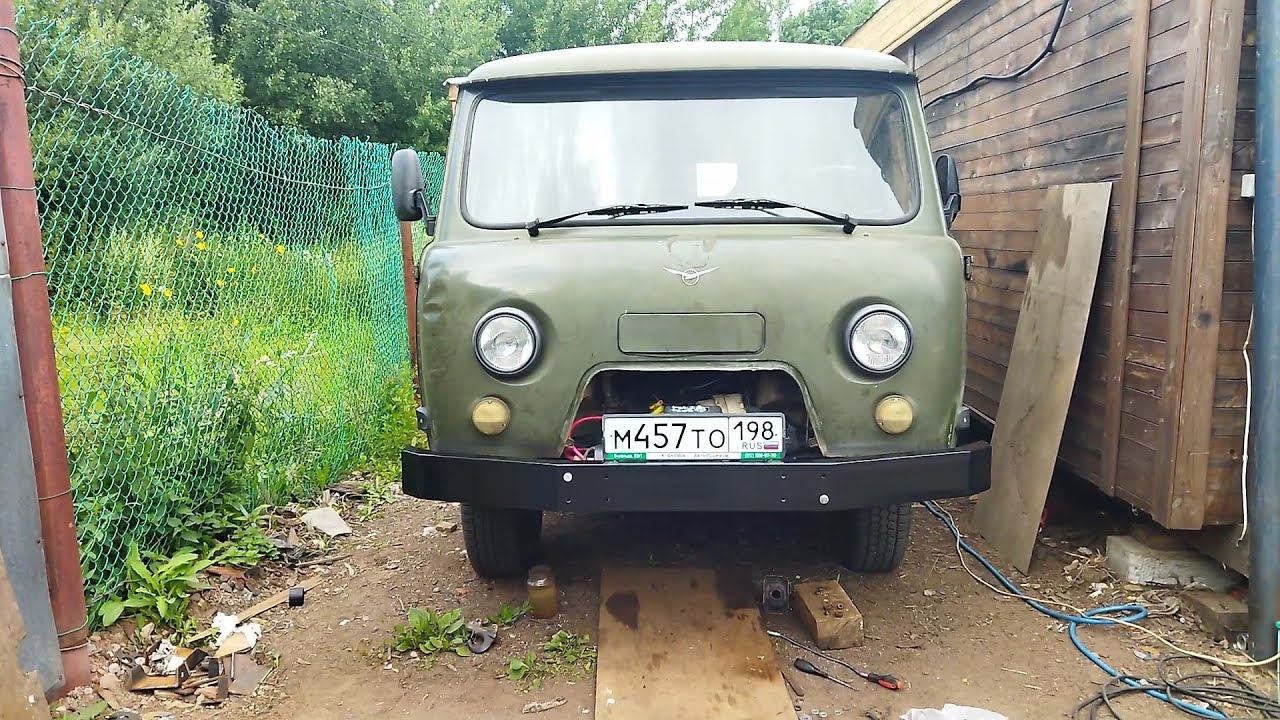 Самодельный бампер на УАЗ БУХАНКА + лебедка . смотреть онлайн