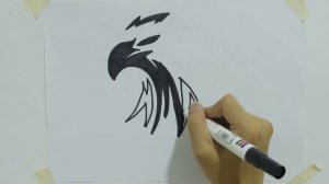 How to draw eagle head tribal tattoo