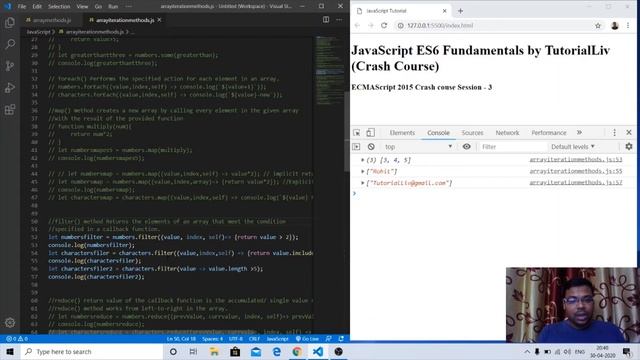 Lecture7.4:ECMAScript 2015 crash course|ES6 Javascript Tutorial For Beginners|Array Iterative Metho