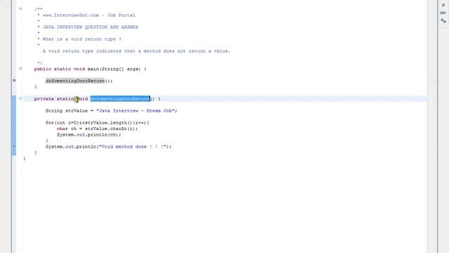 Java Interview Question And Answer What is a void return type in Java смотреть онлайн
