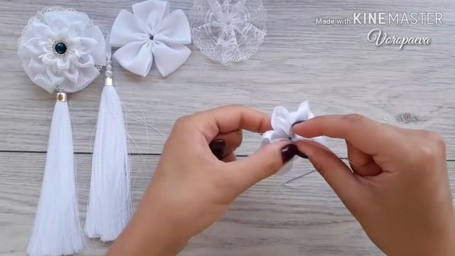 Школьные банты из лент с кисточками которые не путаются / МК Канзаши / Ribbon bows смотреть онлайн