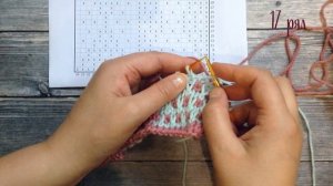 Схема вязания спицами, ленивый жаккард Ромбы