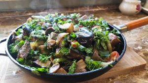 Жареные грибы с баклажанами. Безумно вкусное блюдо!