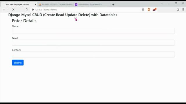 Django Mysql CRUD (Create Read Update Delete) with Datatables смотреть онлайн