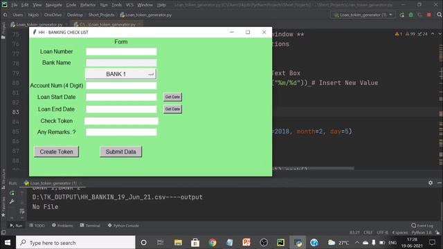 10.1 Python Projects for Beginners | TOKEN FORM - PYTHON TKINTER GUI| Python Tutorials | Tkinter