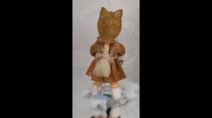 Ватная елочная игрушка "Лисичка". Коллекционная кукла. Елочные украшения. Елочные игрушки. Подарок