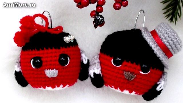 Амигуруми: схема Снегири. Игрушки вязаные крючком.