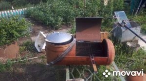 Мангал с местом под Казан из газового автомобильного баллона.