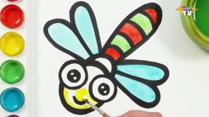 Рисование стрекозы - рисование и раскраски для детей и малышек