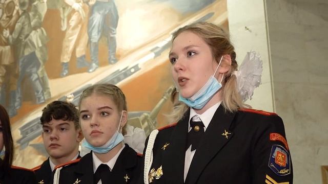 Встреча ветерана Великой Отечественной Войны с учениками кадетского класса.