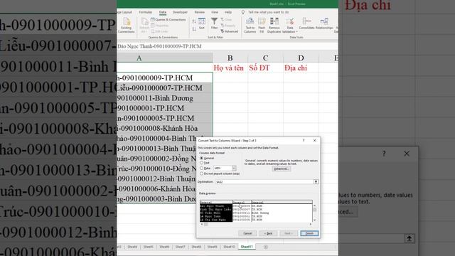 Thủ thuật Excel - Tách dữ liệu trong 1 ô thành nhiều ô trong excel