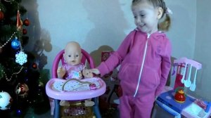 ♥ Кукла БЕБИ БОРН, Стульчик для кормления Беби бон  Распаковка Играем куклой  КАК МАМА