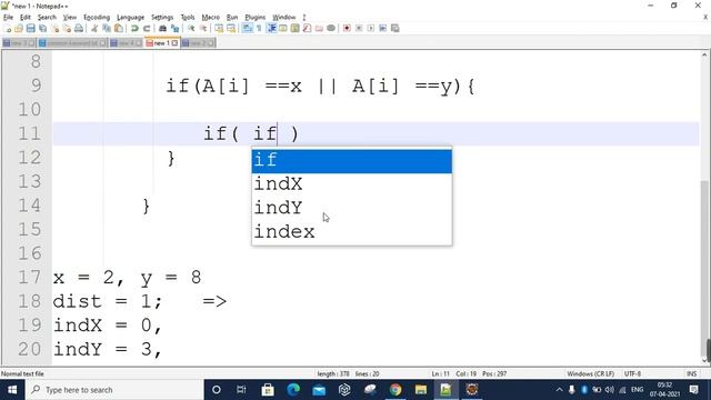 GeeksforGeeks : Minimum distance between two numbers in given Array in Hindi || Data Structure