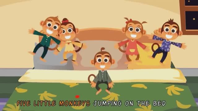 Five Little Monkeys Jumping on the Bed Classical English Song for Kids Пять обезьянок на английском