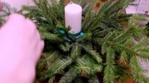 Новогодняя композиция своими руками. Композиция со свечей в деревянном кашпо. #НовогоднийДекор