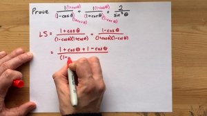 Prove 1/(1-cosx)+1/(1+cosx)=2/sin^2x