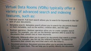 Advanced Search and Indexing in Cloud-Based Virtual Data Rooms (VDRs)