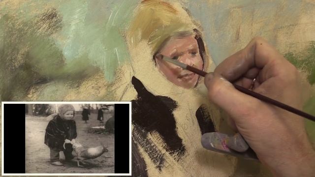 "В гостях у бабушки". Живопись маслом. Работа по чёрно-белой фотографии. "Visiting grandmother" смотреть онлайн