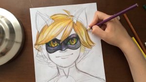 КАК НАРИСОВАТЬ СУПЕР-КОТА (КОТ НУАР) -  худвлог