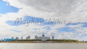 Akorda Palace of Independence. View from the river. Astana, Kazakhstan. HDR TimeLapse. 4K