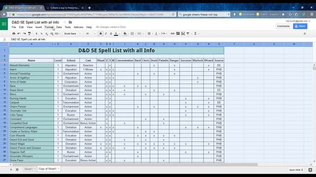 D&D 5E Spell List With All Info - PDF смотреть онлайн