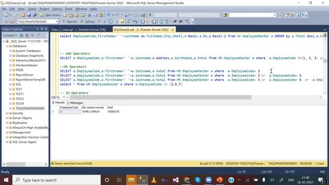 Types of Operator in SQL Server