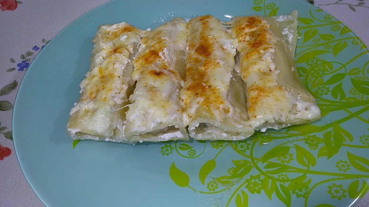 Каннелони с куриным фаршем и зеленью. Красиво и очень вкусно! смотреть онлайн