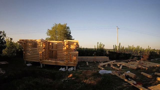 Баня из оцилиндрованного бревна по проекту Архимед смотреть онлайн