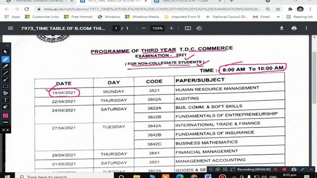 MLSU MAIN EXAM 2021 TIME TABLE !! MLSU B.Sc B.Ed & B.A B.Ed Examination Form -2020-21