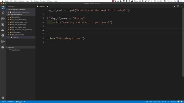 02 - A Full Python Refresher - 012 If statements