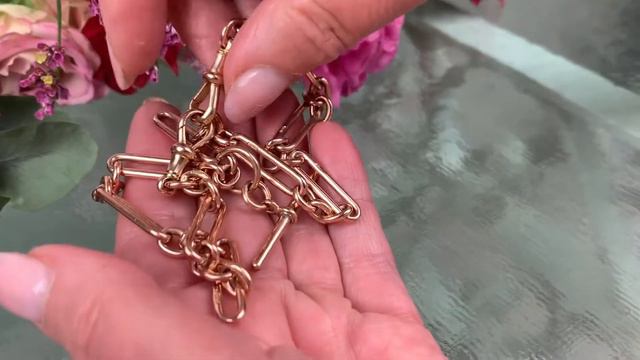 Edwardian 9k 9ct Rose Gold Trombone Link Albert Watch Chain 16"