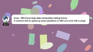 Array : VBA Excel large data manipulation taking forever