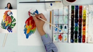 Бесплатный мастер-класс по акварели "Попугай Ара" | Как нарисовать попугая поэтапно