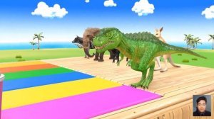 Long Slide Game With Elephant Gorilla Buffalo Hippopotamus Tiger - 3d Animal Game - Funny 3d Animal