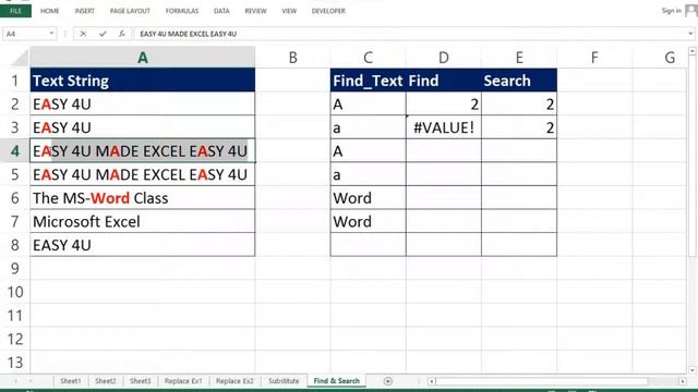 MS Excel Tutorial in HINDI - Lesson 71 FIND and SEARCH Function in Excel