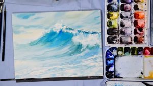 ocean wave. watercolor painting /морская волна акварелью /speedpainting