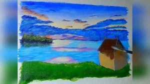 Дом у озера. Акриловая живопись. Lake house. Acrylic painting.