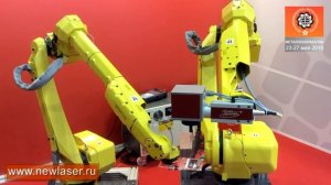 Шоу желтых роботов FANUC // манипулятор работает лазером // ТурбоМаркер