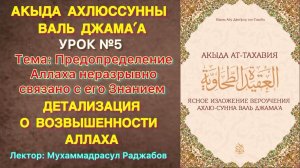 Акыда Ат-Тахавия Урок №5/Предопредение связано со Знанием Аллаха/ Аль-Улюв - Возвышенность Аллаха.