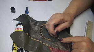 Как собрать полотно из кусков кожи декоративным швом. Мастер класс.