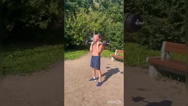 Жаркая брутальная тренировка в последний день лета ???Не менее брутальная штанга 45 кг???