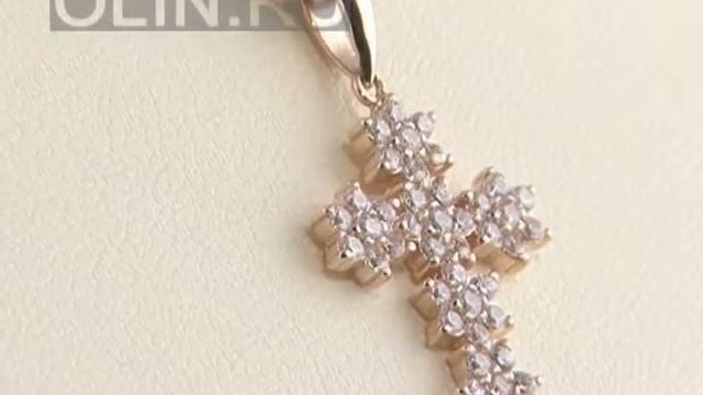 Золотой нательный крестик с фианитами смотреть онлайн