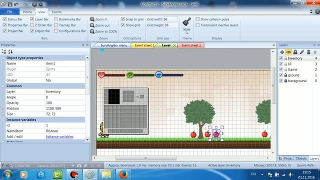 Construct 2 | СОЗДАЕМ ВЫЖИВАНИЯ | #2 - Массив . Инвентарь смотреть онлайн