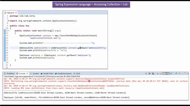 Spring Expression Language – Accessing List Collection with XML Configuration | Spring Tutorial