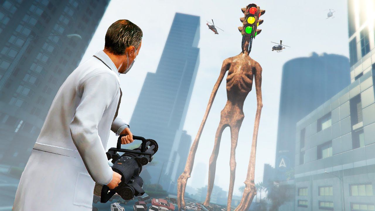 СВЕТОФОРОГОЛОВЫЙ ОХОТИТСЯ НА НАС! ОПАСНЫЙ SCP ПРОТИВ ЛЮДЕЙ! БЕЗУМНАЯ БИТВА С МОНСТРОМ В ГТА 5 смотреть онлайн