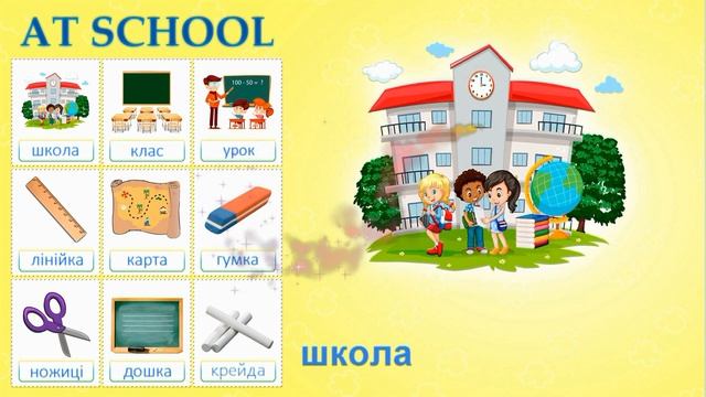 Вивчаємо англійські слова на тему "У школі" (Моя школа). Учим английские слова на тему Моя школа.