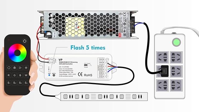 VP 4 Channel Wireless /Wifi Dimming LED Strip Controller for 192W/384W RGBW RGB CCT LED smart light смотреть онлайн