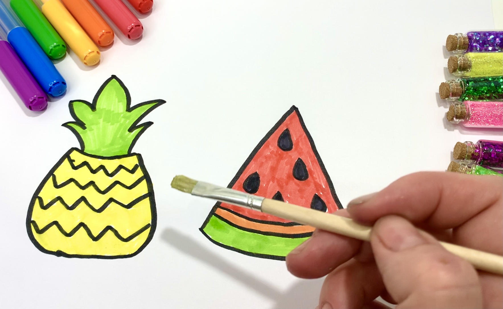 Рисуем Забавные Фрукты и учим цвета. Устраиваем веселое белстящее Безобразие. смотреть онлайн