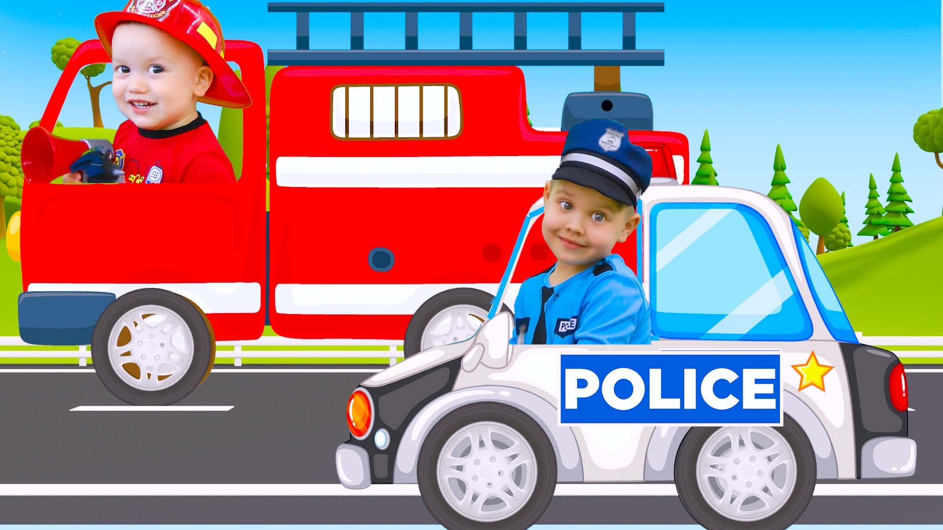 Детские песенки Машинки  Полицейская машинка Пожарная машинка Скорая помощь для детей